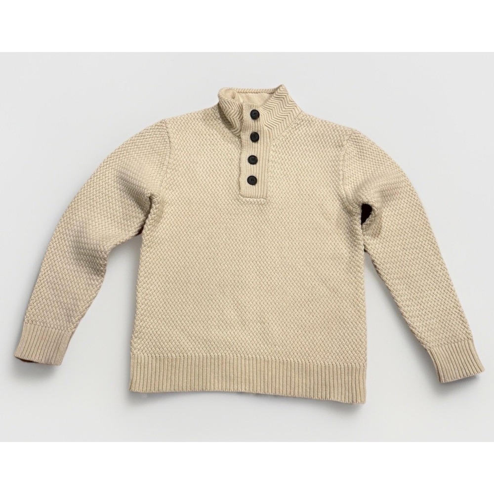 Schott Bros Henley Funnel Neck Military Knit Sweater Jacket Off White L Nyc $155